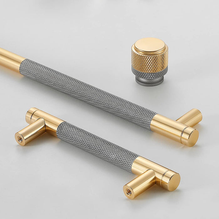 Classic Knurled Aluminium T-Bar Kitchen Cupboard Handles & Knobs