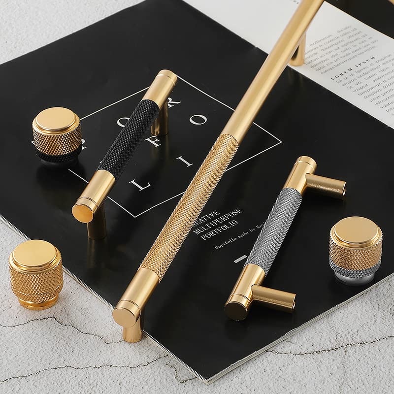 Classic Knurled Aluminium T-Bar Kitchen & Bathroom Cupboard Handles