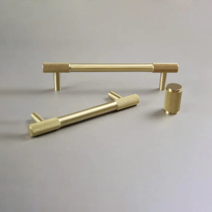 Classic Knurled Brass T-Bar Cupboard Handles & Knobs
