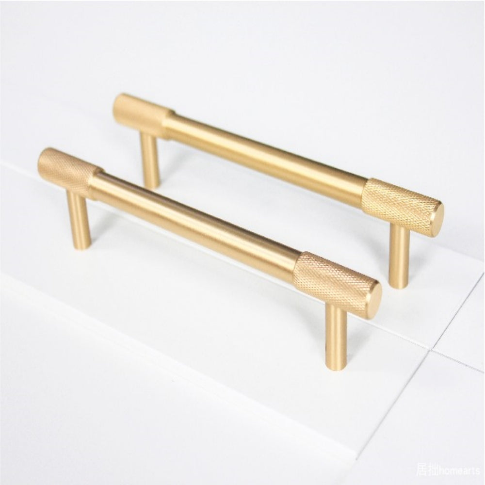 Classic Knurled Solid Brass T-Bar Cupboard Handles & Knobs