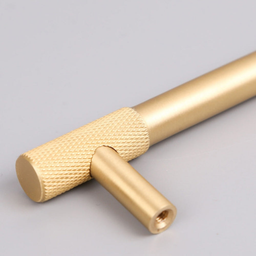 Classic Knurled Solid Brass T-Bar Cupboard Handles & Knobs
