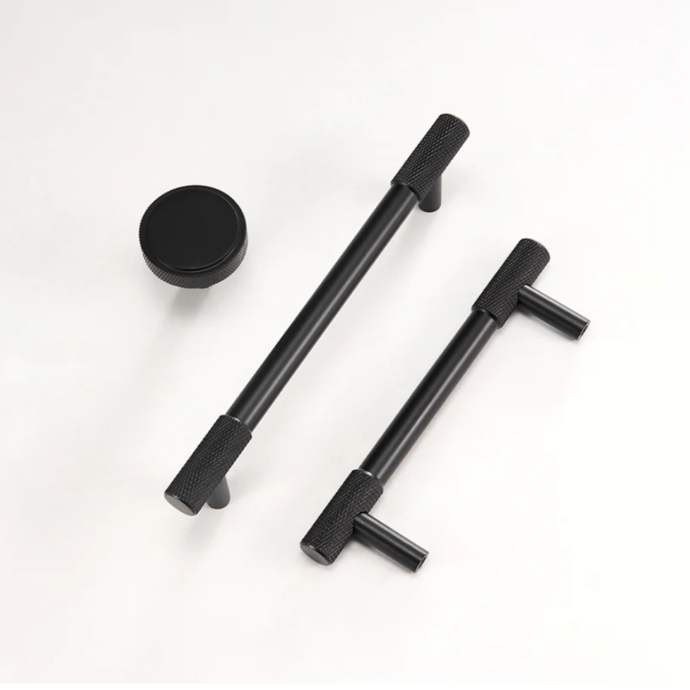 Classic Knurled Solid Brass T-Bar Cupboard Handles & Knobs