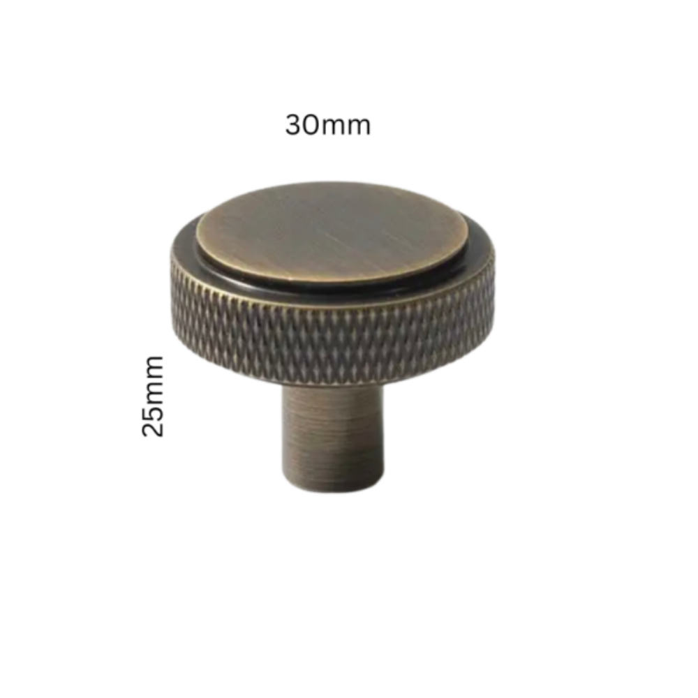 Classic Knurled Solid Brass T-Bar Cupboard Handles & Knobs