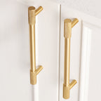 Classic Knurled Solid Brass T-Bar Cupboard Handles & Knobs