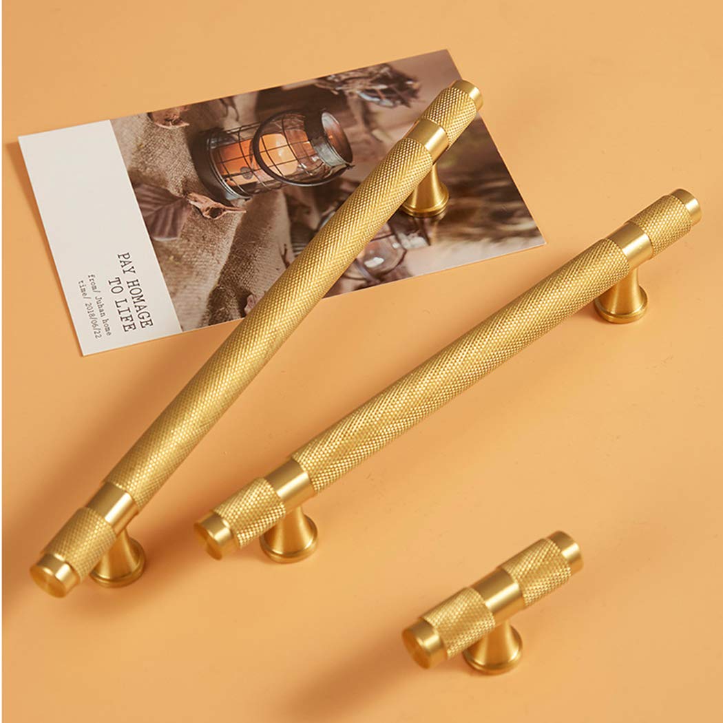 Classic Knurled Solid Brass T-Bar Drawer Handles & Knobs