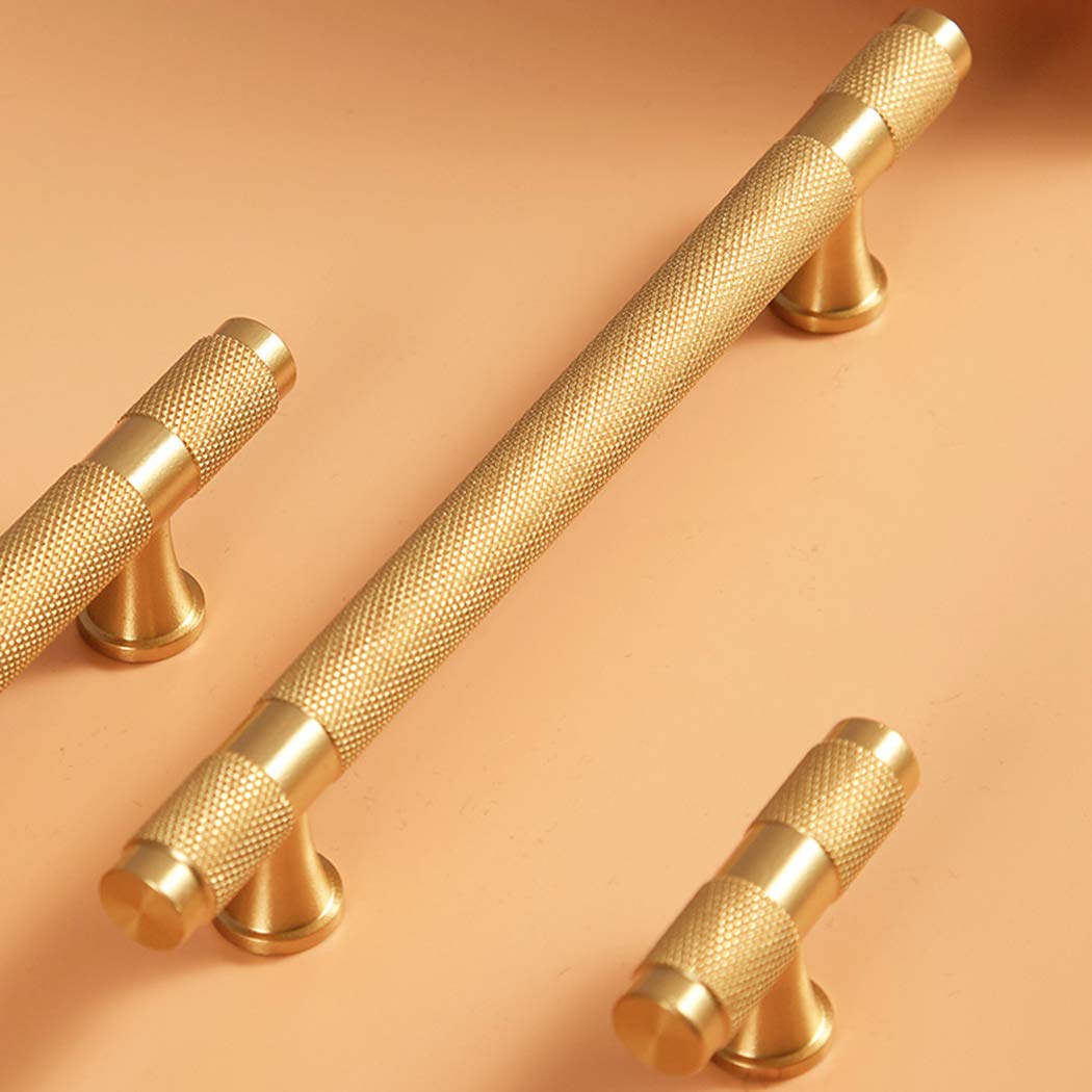Classic Knurled Solid Brass T-Bar Drawer Handles & Knobs