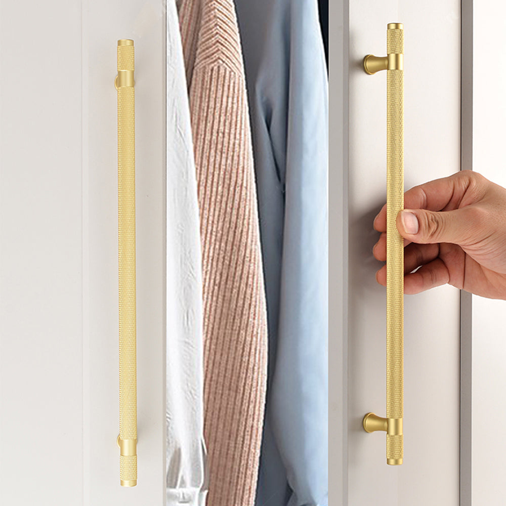 Classic Knurled Solid Brass T-Bar Drawer Handles & Knobs