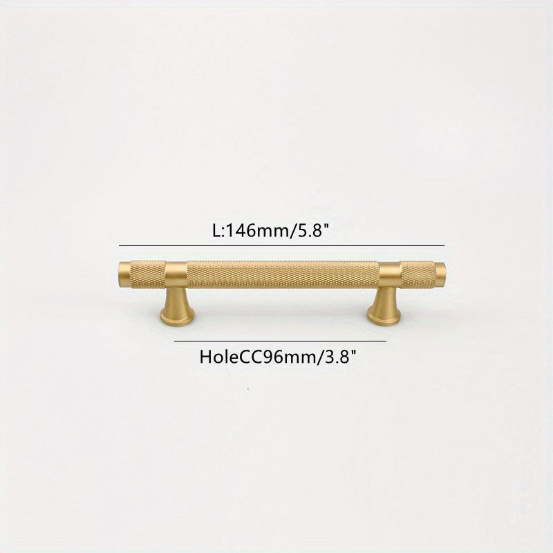 Classic Knurled Solid Brass T-Bar Drawer Handles & Knobs