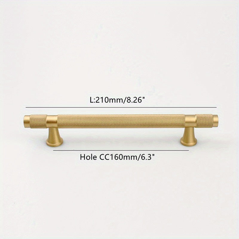 Classic Knurled Solid Brass T-Bar Drawer Handles & Knobs