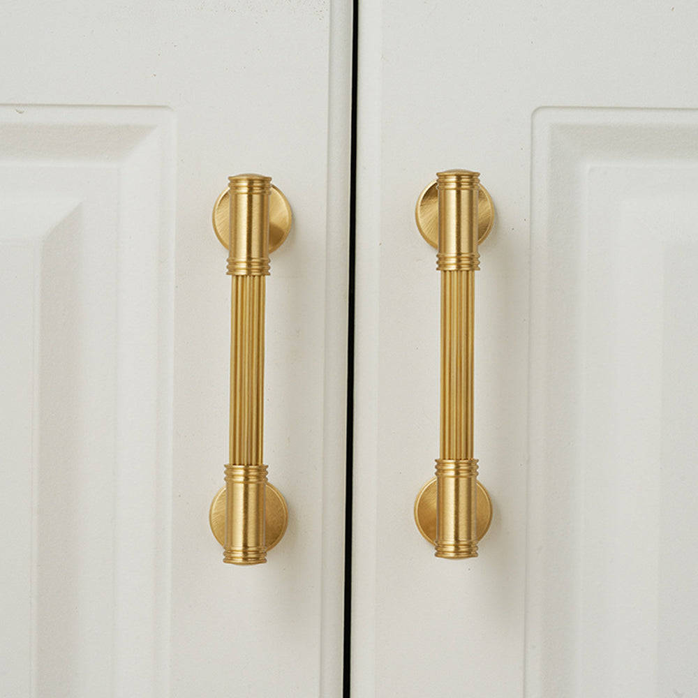 Classic Reeded Solid Brass T-Bar Cupboard Handles & Knobs