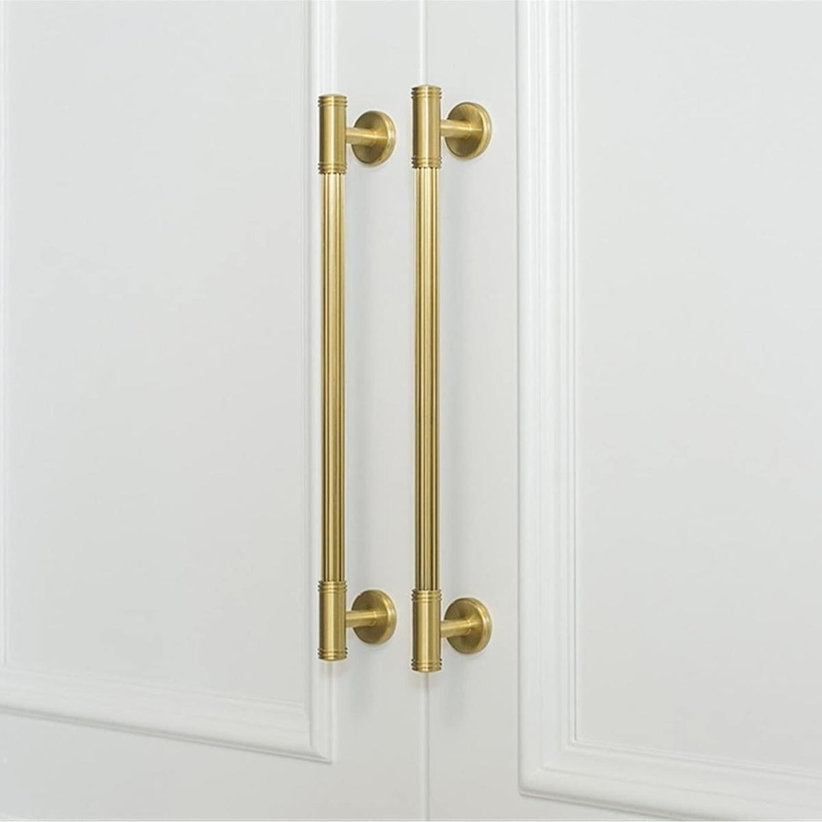 Classic Reeded Solid Brass T-Bar Cupboard Handles & Knobs