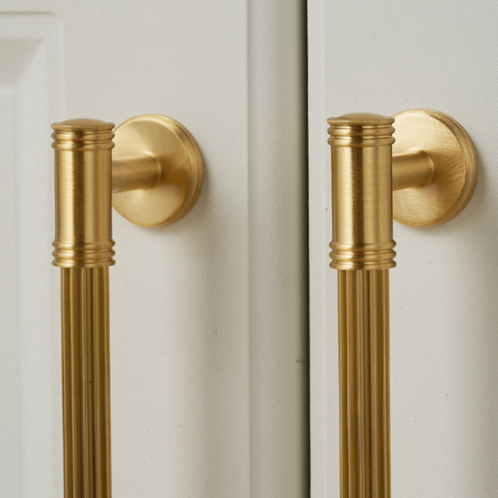 Classic Reeded Solid Brass T-Bar Cupboard Handles & Knobs