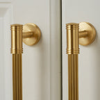 Classic Reeded Solid Brass T-Bar Cupboard Handles & Knobs