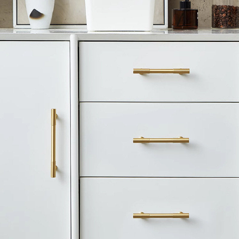 Classic Reeded T-Bar Cupboard Handles & Knobs in Gold
