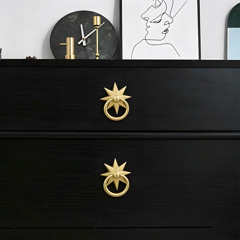Classic Solid Brass Star Drop Ring Pull Handles