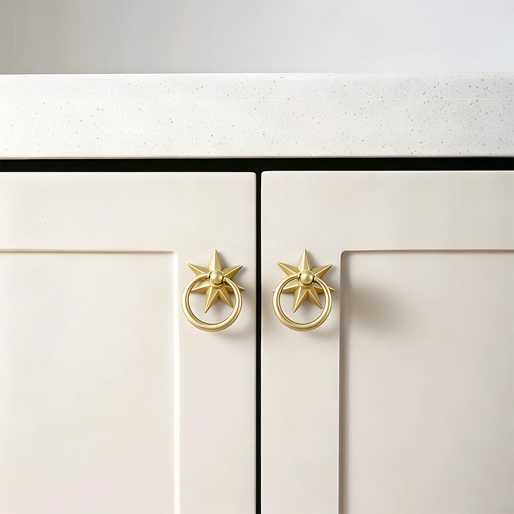 Classic Solid Brass Star Drop Ring Pull Handles