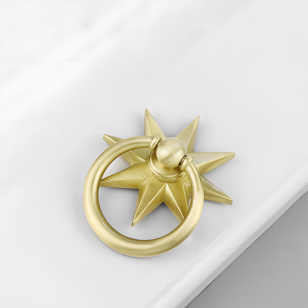 Classic Solid Brass Star Drop Ring Pull Handles