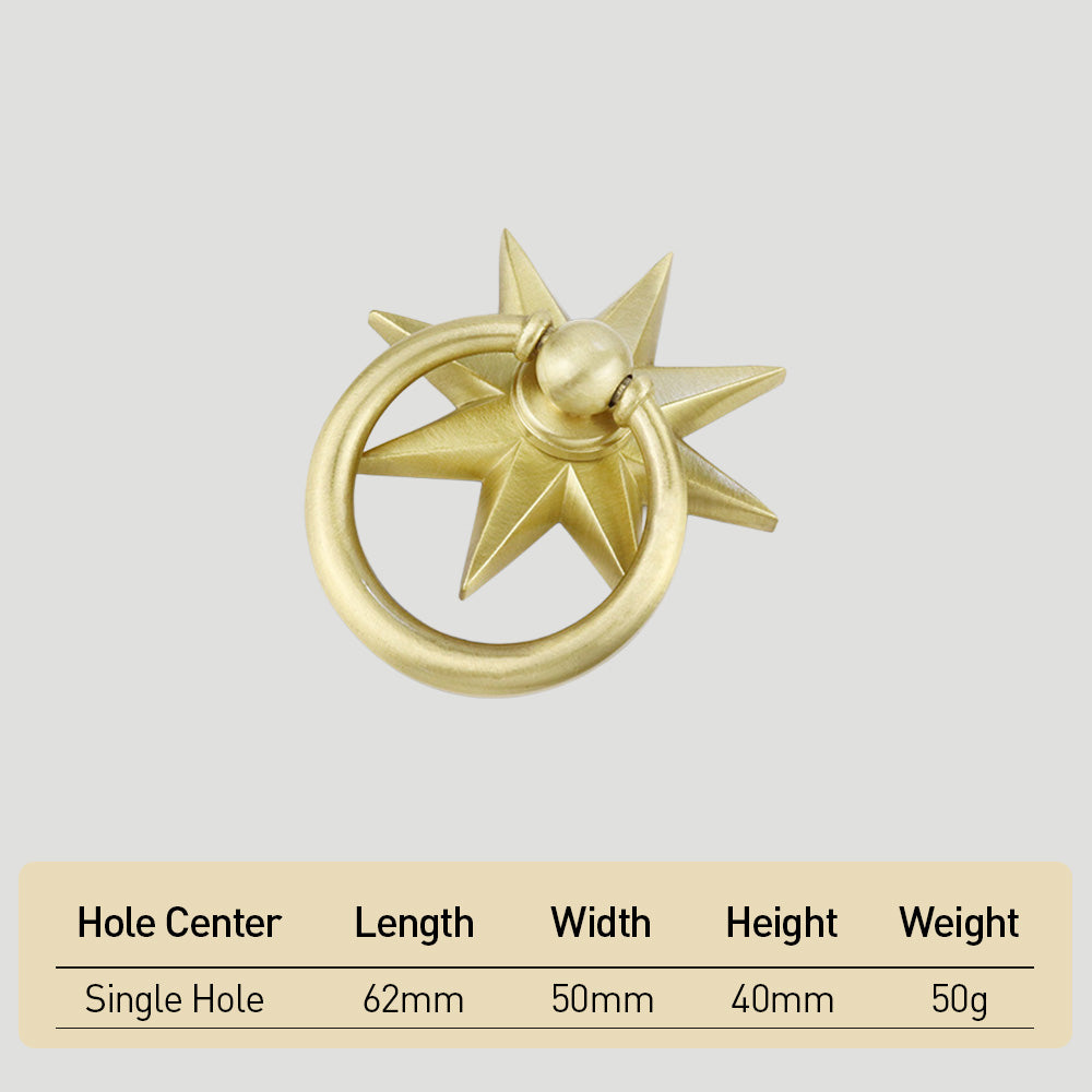 Classic Solid Brass Star Drop Ring Pull Handles
