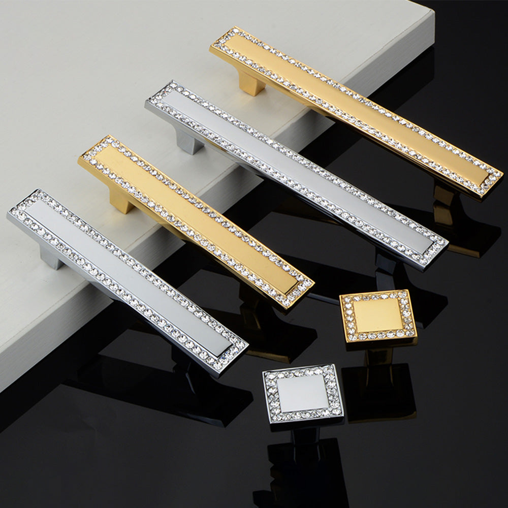 Classic Square Crystal T-Bar Cupboard Handles & Knobs