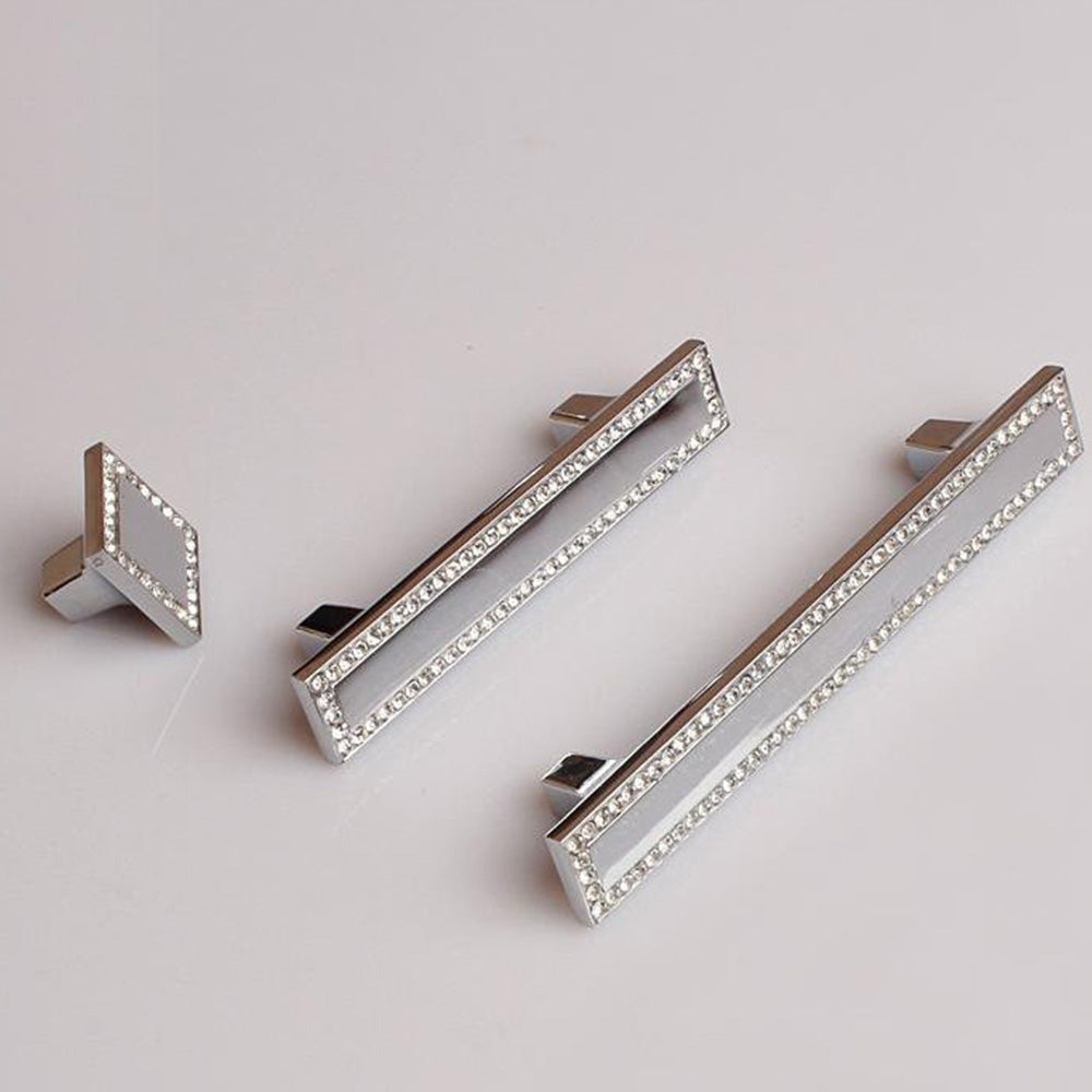 Classic Square Crystal T-Bar Cupboard Handles & Knobs