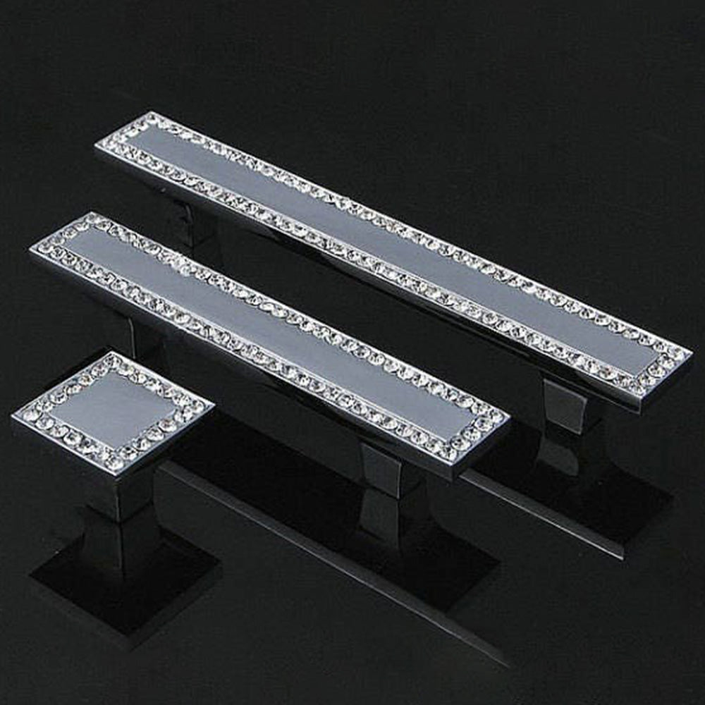 Classic Square Crystal T-Bar Cupboard Handles & Knobs
