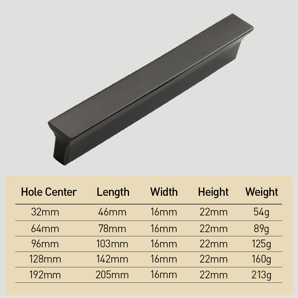 Classic Stepped Rectangular Cupboard Handles in Zinc Alloy