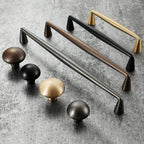 Classic Tapered Brass Cupboard Handles & Mushroom Knobs