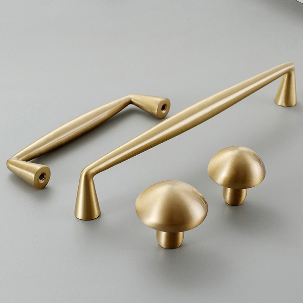 Classic Tapered Brass Cupboard Handles & Mushroom Knobs