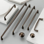 Classic Tapered Brass Cupboard Handles & Mushroom Knobs