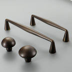 Classic Tapered Brass Cupboard Handles & Mushroom Knobs