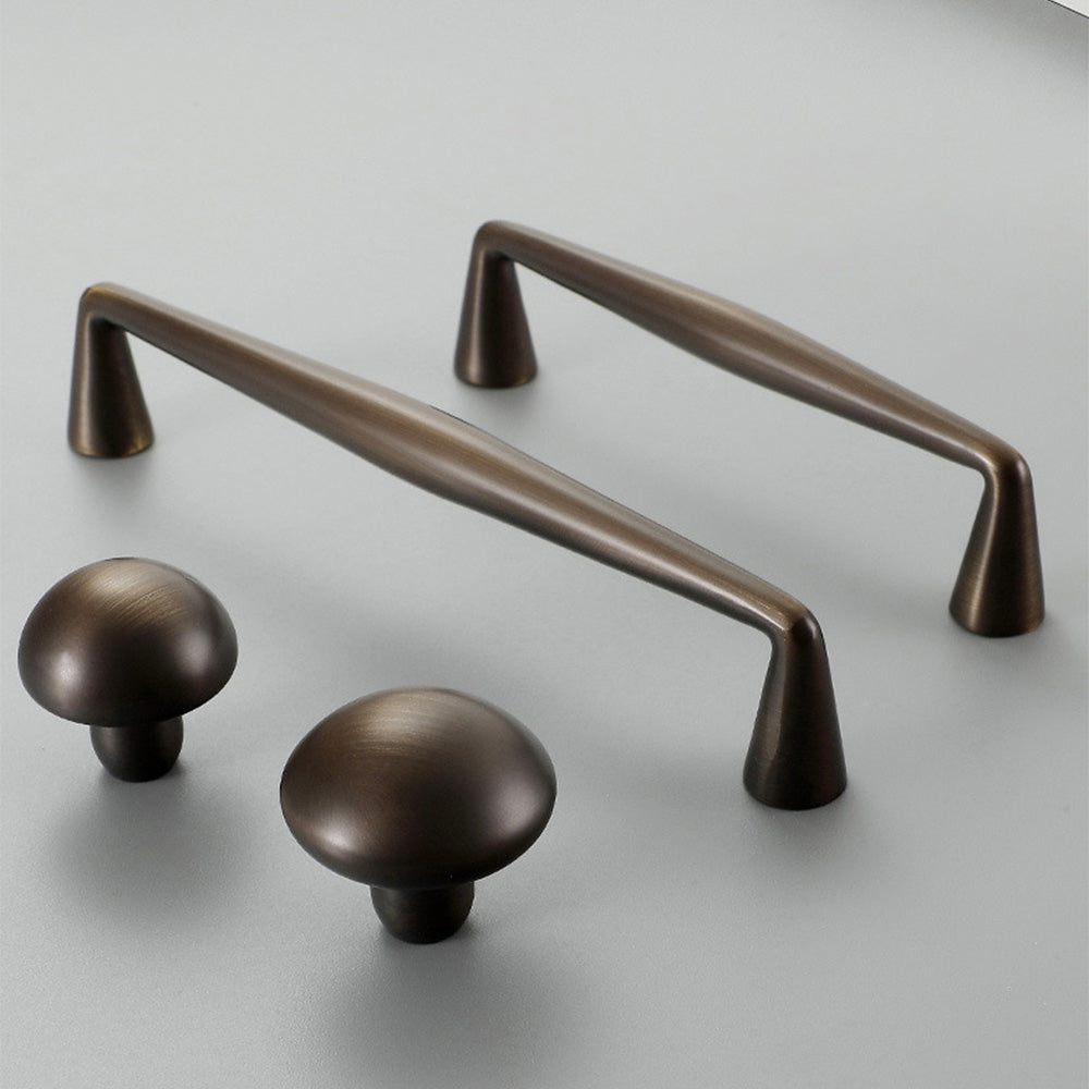 Classic Tapered Brass Cupboard Handles & Mushroom Knobs