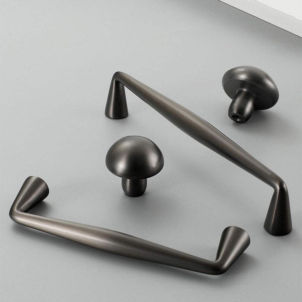 Classic Tapered Brass Cupboard Handles & Mushroom Knobs