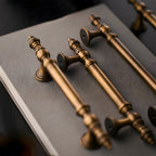 Classical Brass Bar Cupboard Handles with Finial Ends