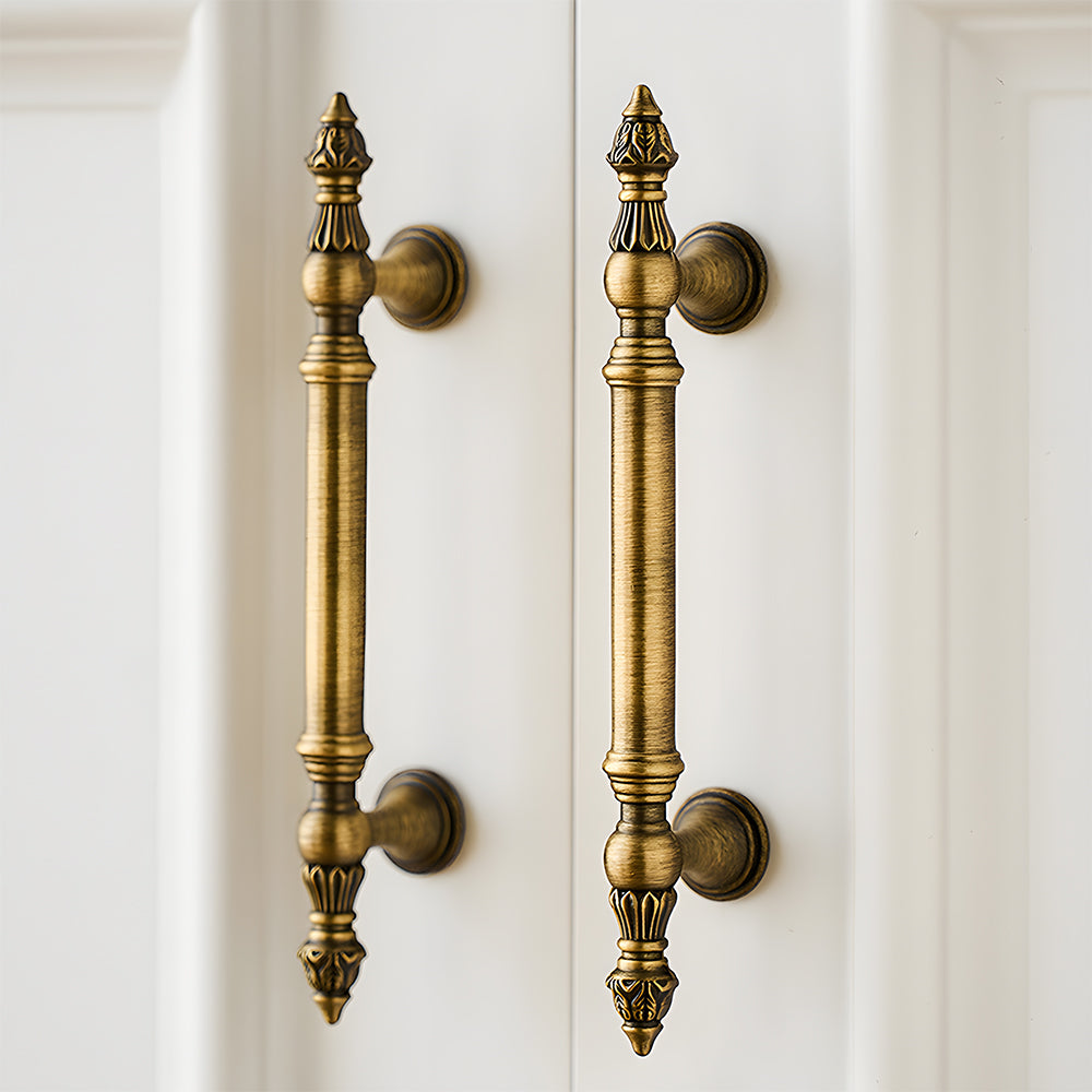 Classical Brass Bar Cupboard Handles with Finial Ends