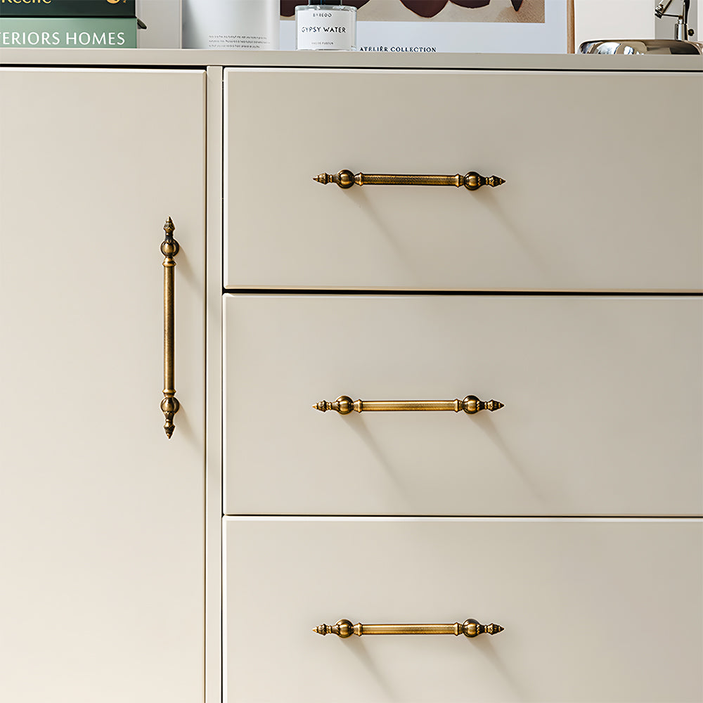 Classical Brass Bar Cupboard Handles with Finial Ends