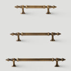 Classical Brass Bar Cupboard Handles with Finial Ends