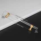 Clear Acrylic and Gold Round T-Bar Drawer Handles & Knobs