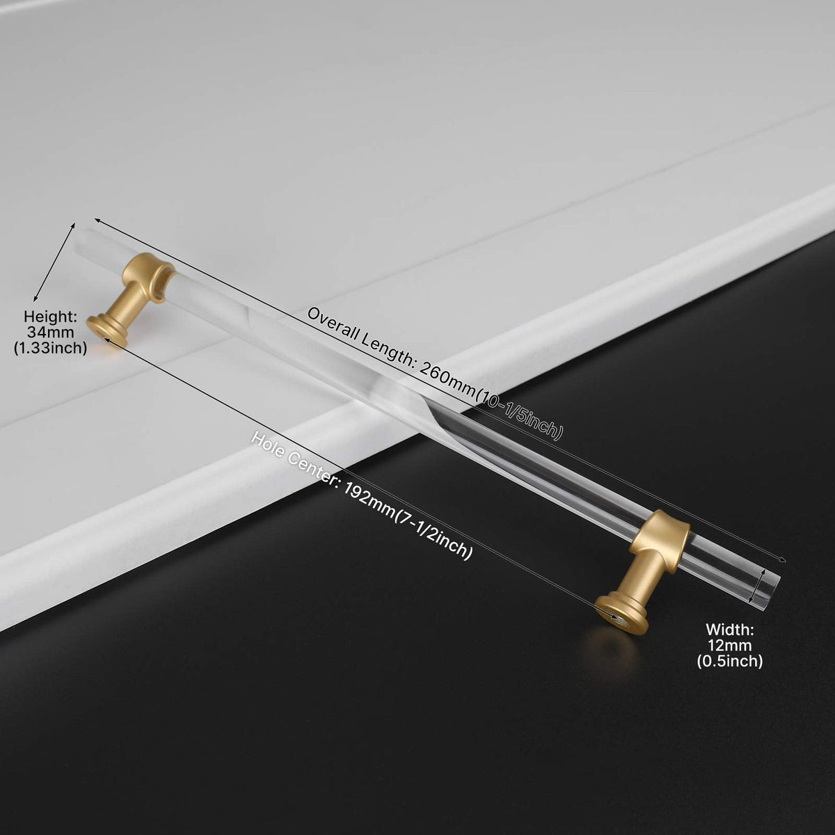Clear Acrylic and Gold Round T-Bar Drawer Handles & Knobs