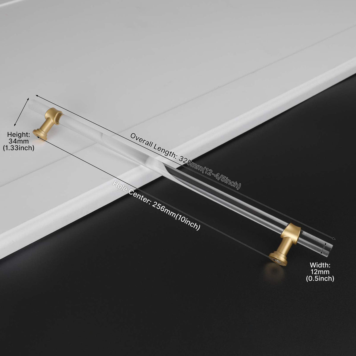 Clear Acrylic and Gold Round T-Bar Drawer Handles & Knobs