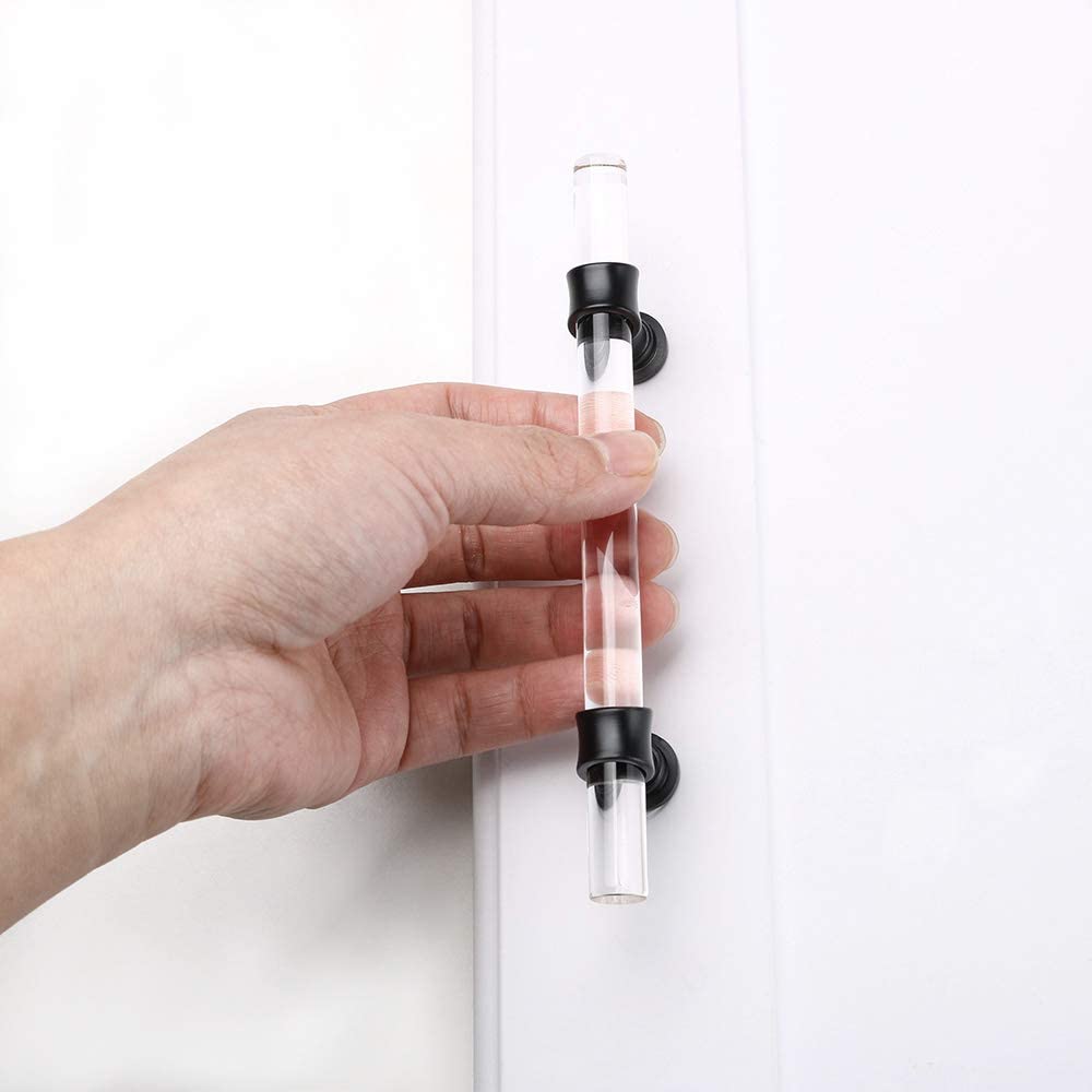 Clear Acrylic and Gold Round T-Bar Drawer Handles & Knobs
