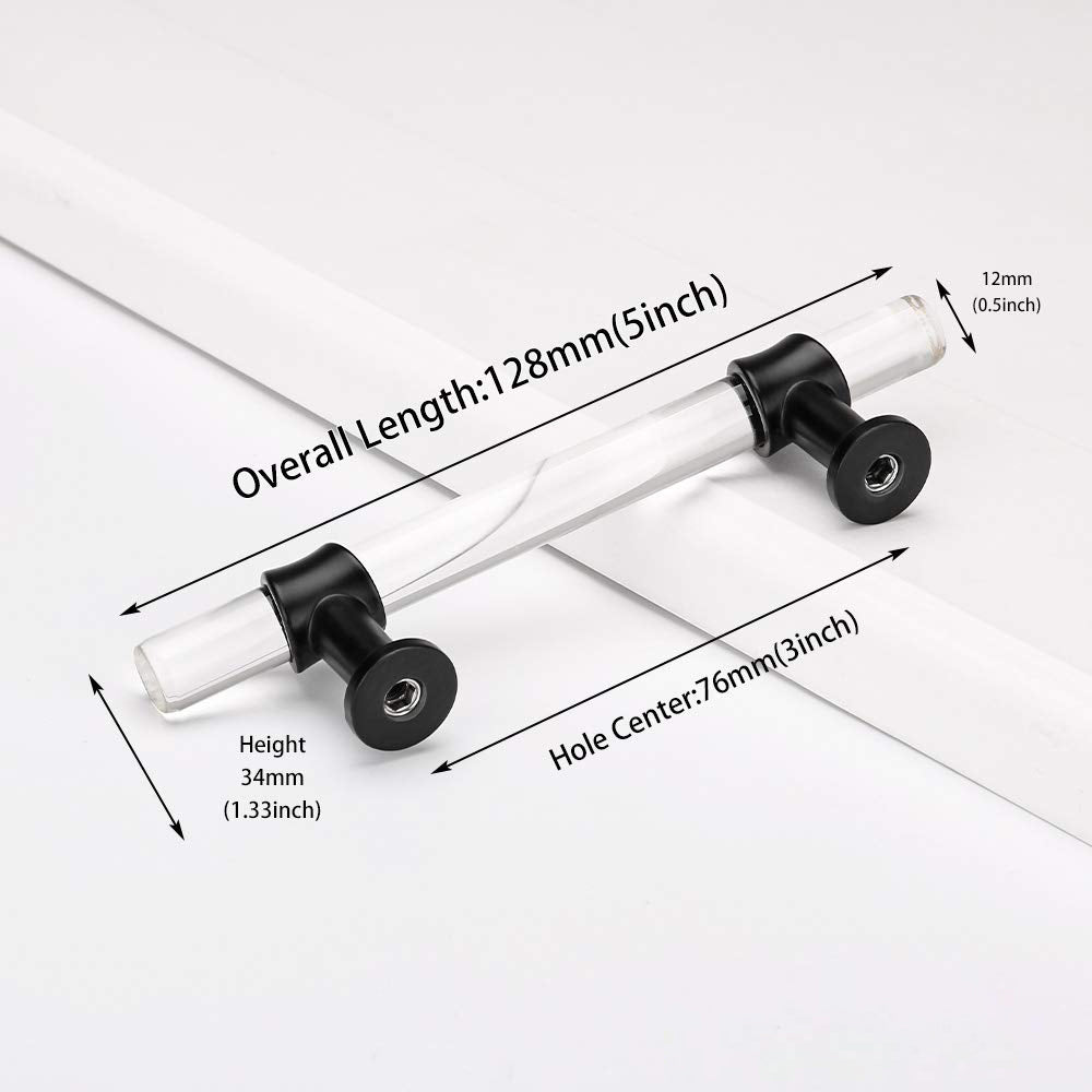 Clear Acrylic and Gold Round T-Bar Drawer Handles & Knobs