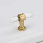 Clear Acrylic and Gold Round T-Bar Drawer Handles & Knobs