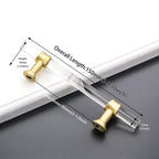 Clear Acrylic and Gold Round T-Bar Drawer Handles & Knobs