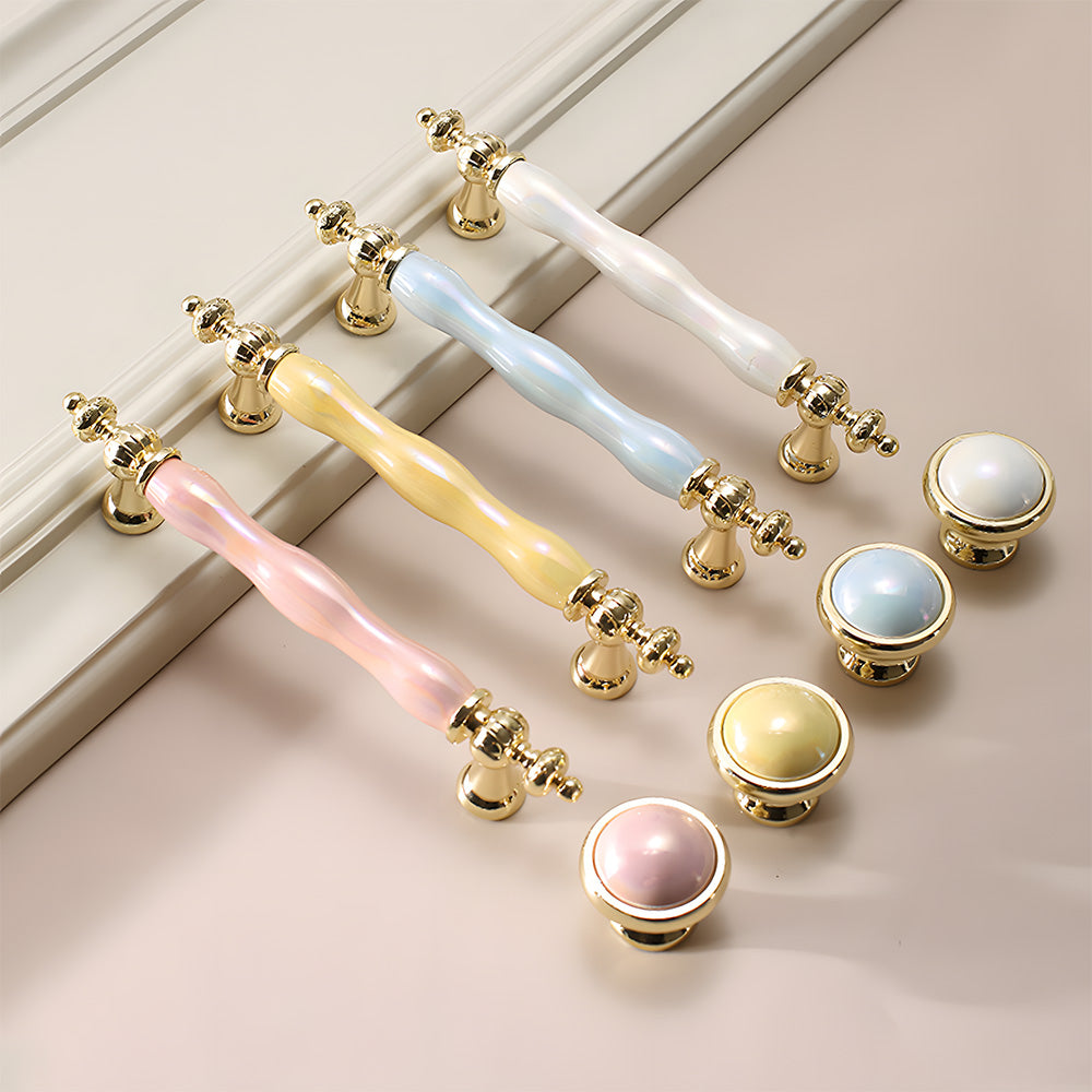Colourful Modern Wavy Ceramic Cupboard Handles & Knobs
