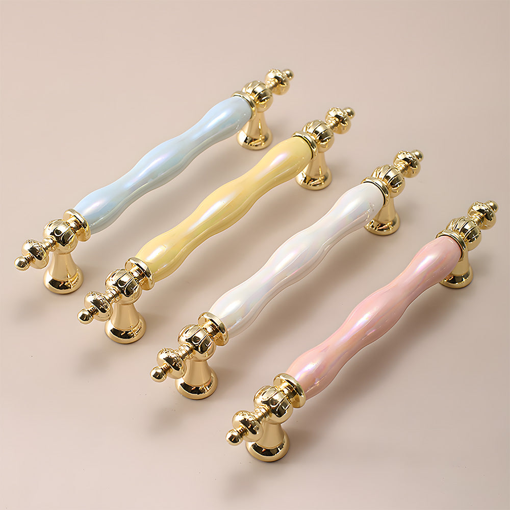 Colourful Modern Wavy Ceramic Cupboard Handles & Knobs