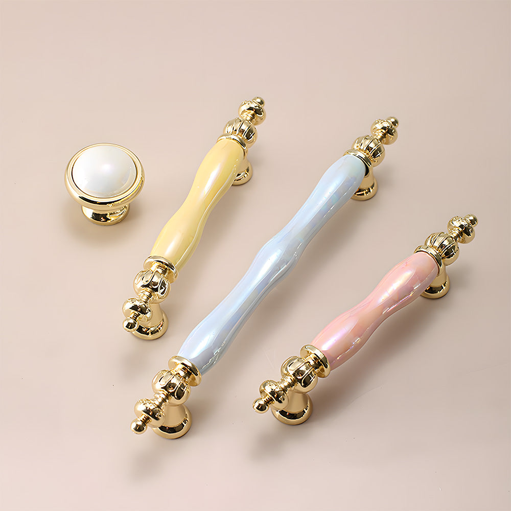Colourful Modern Wavy Ceramic Cupboard Handles & Knobs