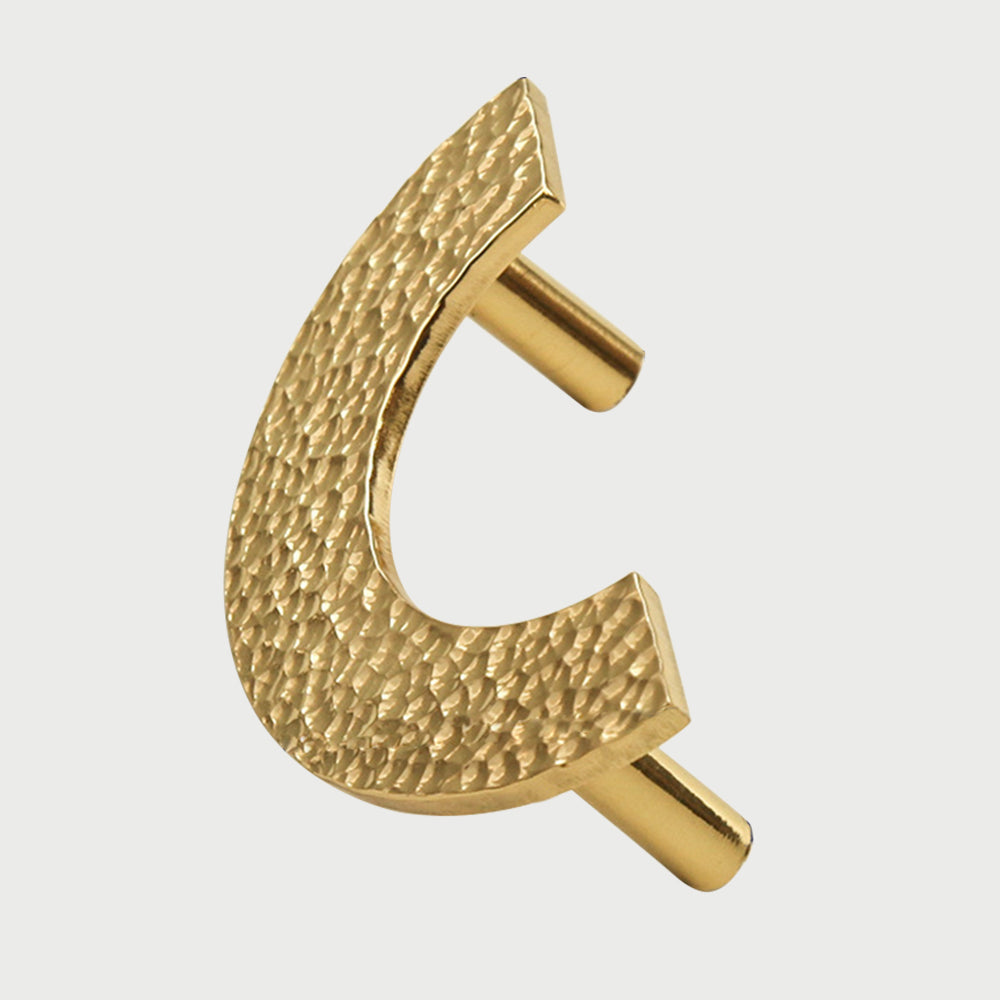 Contemporary Hammered-Effect Semi-Circle Brass Cupboard Handles