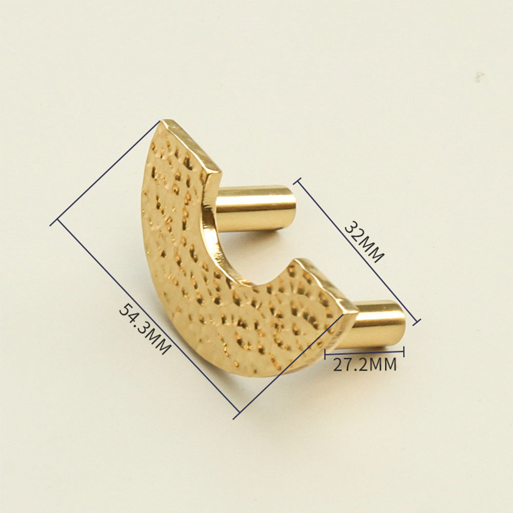 Contemporary Hammered-Effect Semi-Circle Brass Cupboard Handles