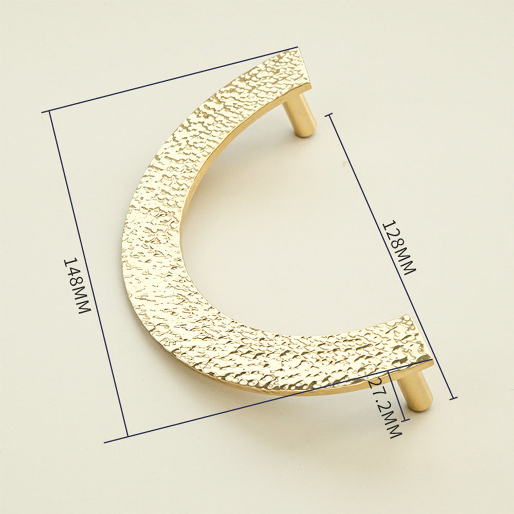 Contemporary Hammered-Effect Semi-Circle Brass Cupboard Handles