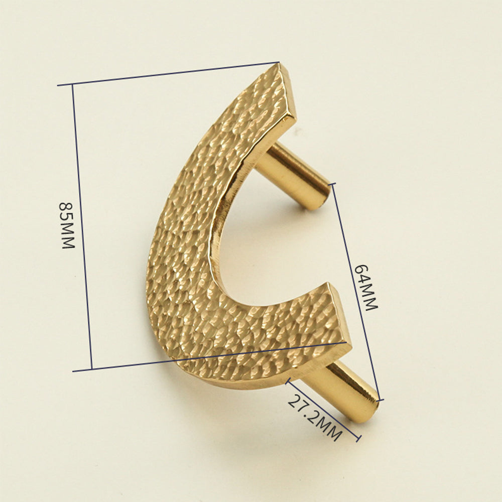Contemporary Hammered-Effect Semi-Circle Brass Cupboard Handles